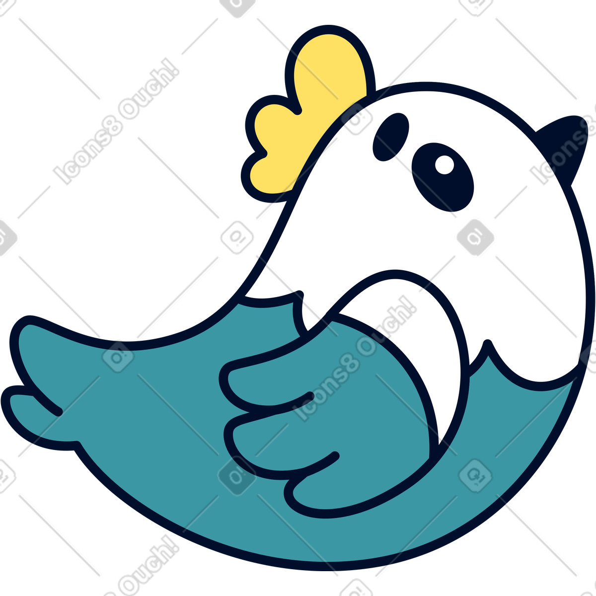 Hähnchen-Illustration im Teal-Stil als Download in PNG, SVG