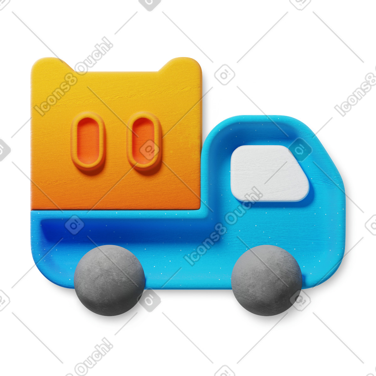 Ilustración Truck toy with yellow container and gray wheels for kids en estilo 3D Microsoft Fluent illustration a descargar en PNG y SVG