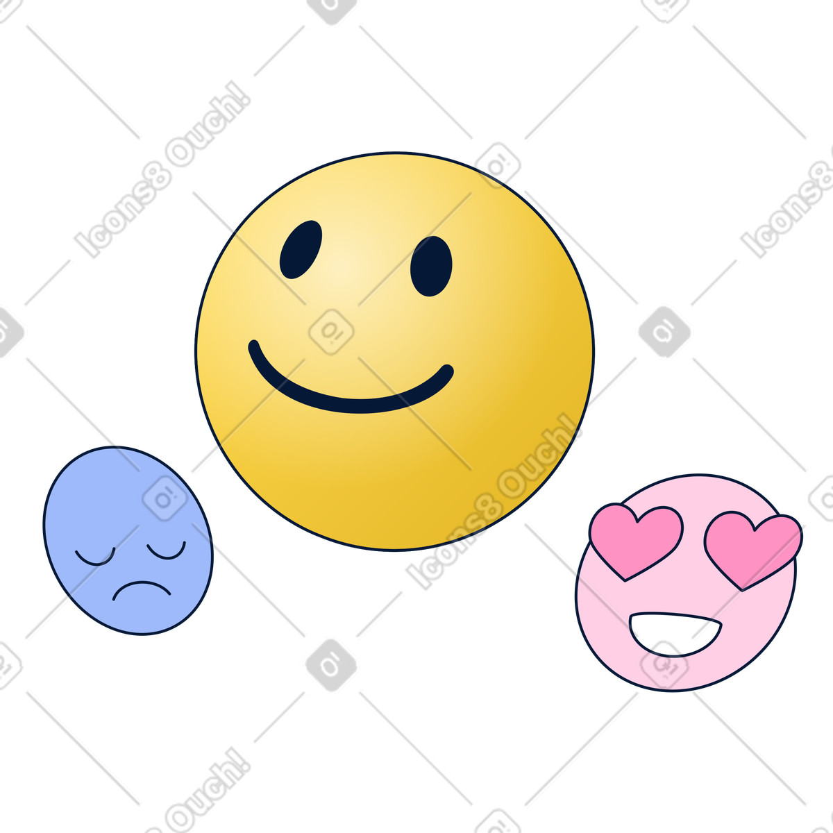 Unterschiedliche zufriedenheitsgrade-Illustration im Neat-Stil als Download in PNG, SVG