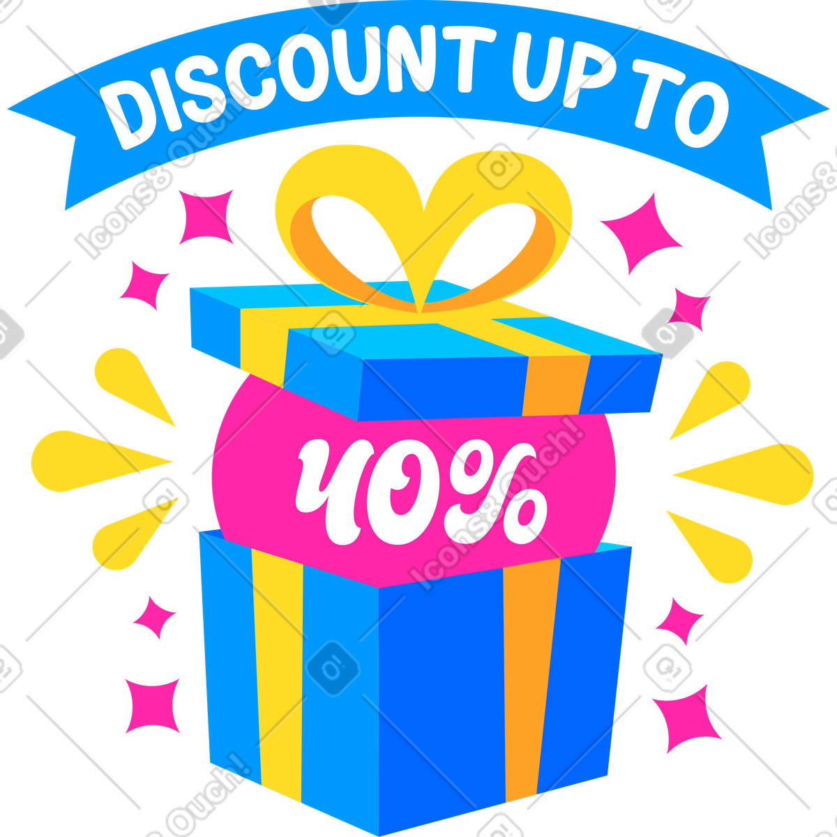 Lettering 스타일의 최대 40% 선물 텍스트 레터링 할인 일러스트레이션 PNG, SVG 다운로드