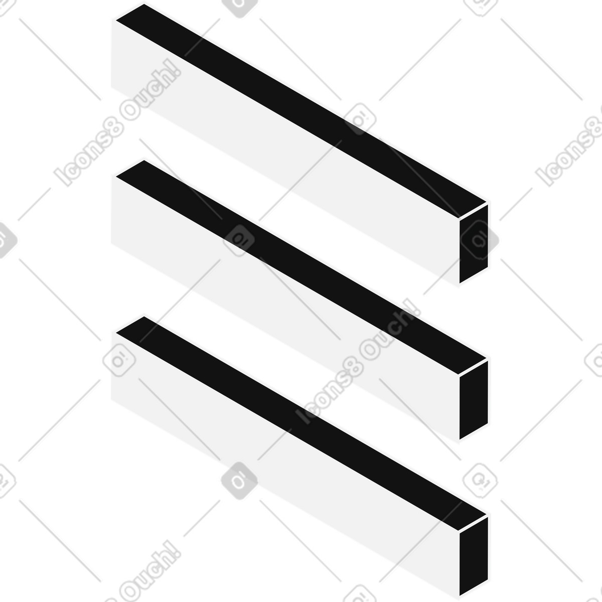下载 Inverse 风格的 White isometric burger menu icon 插画，支持 PNG、SVG 格式