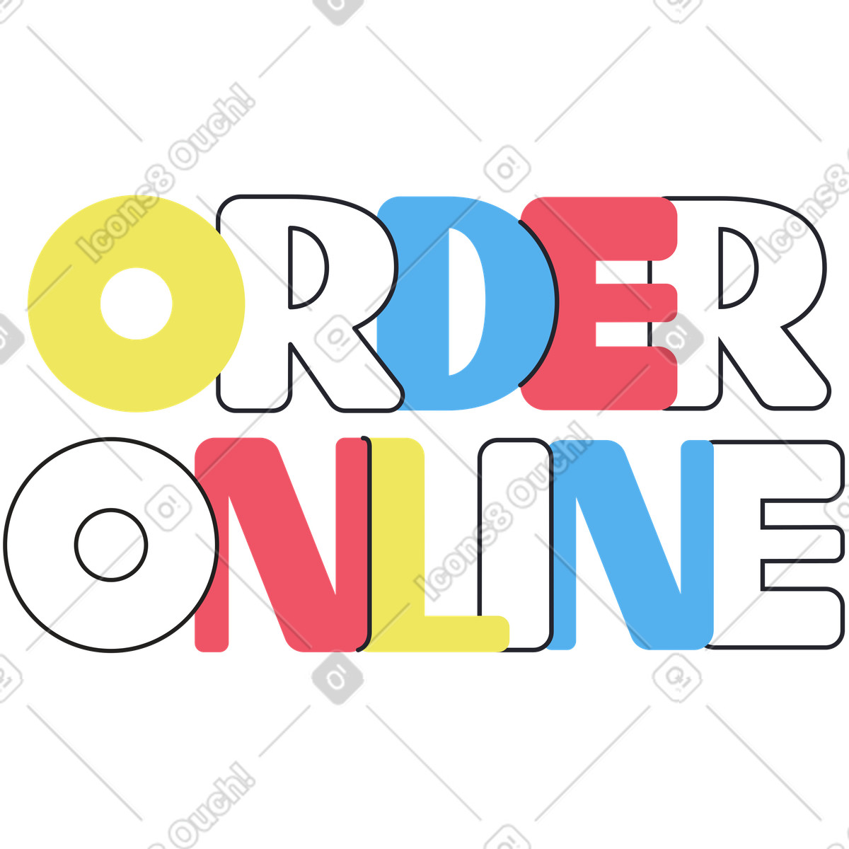 Ilustração de Pedido letras on-line em no estilo Boba para baixar em PNG, SVG