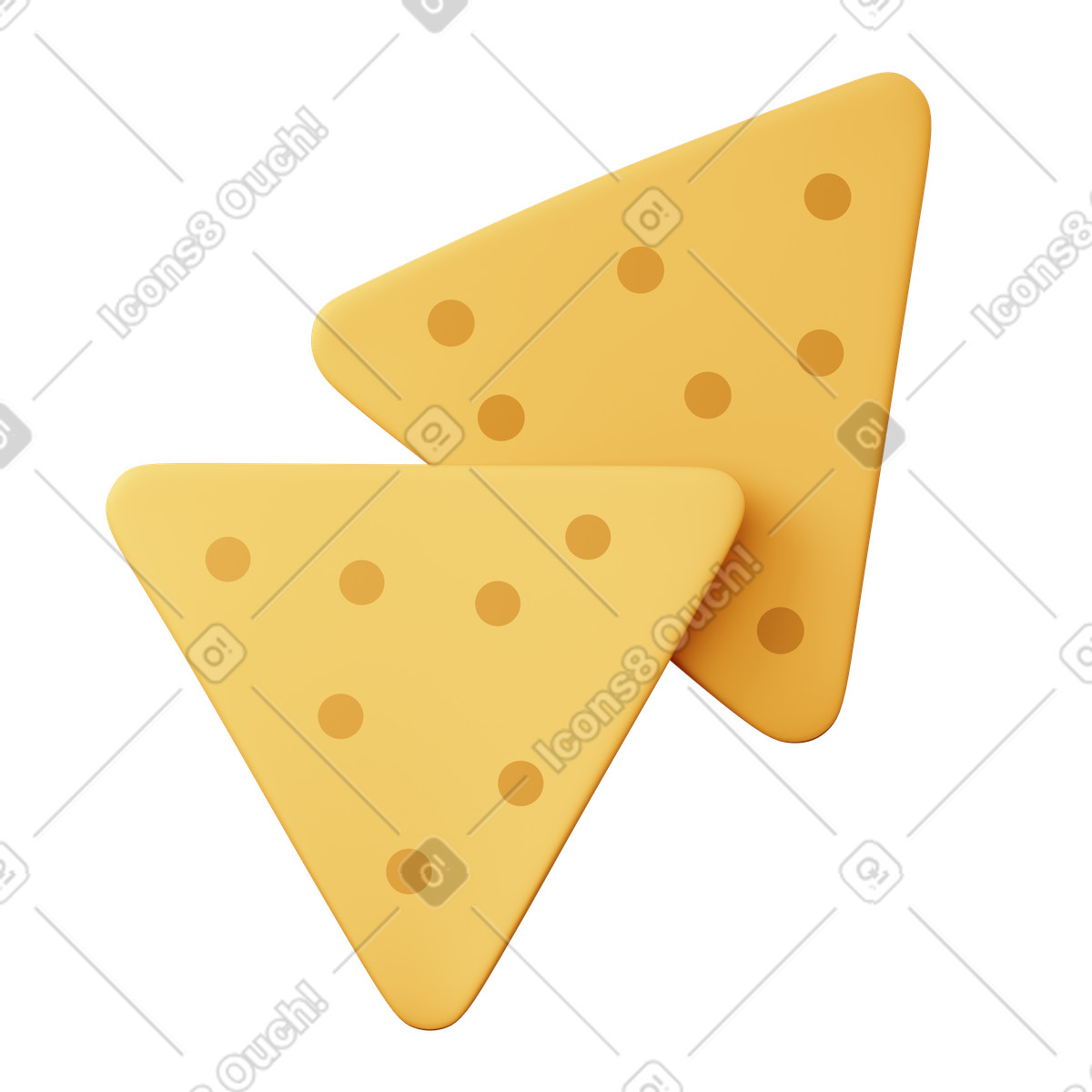 Knusprige gelbe tortilla-chip-dreiecke-Illustration im 3D Sugary-Stil als Download in PNG, SVG
