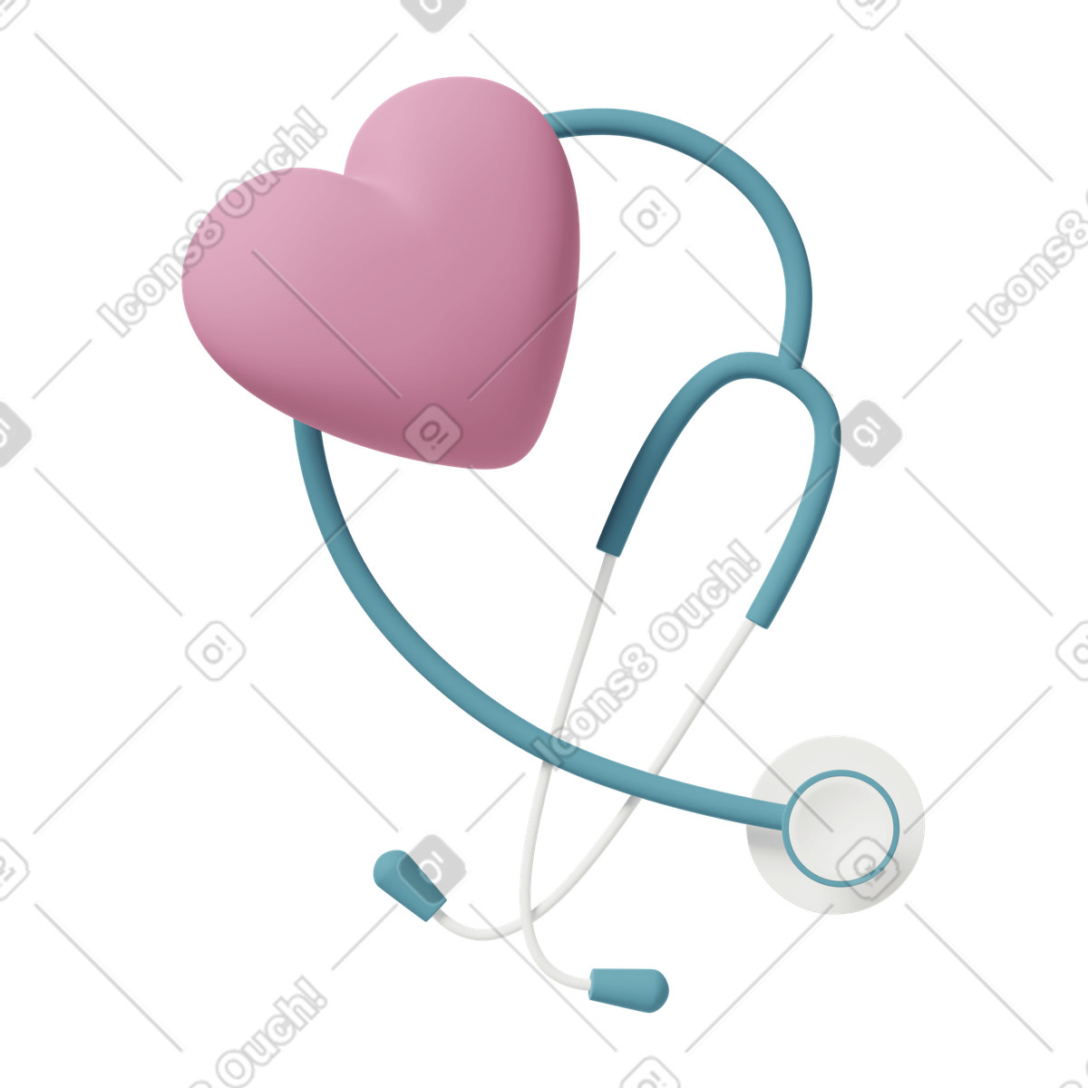 3D Casual life スタイルの Heart and stethoscope のイラストをPNG、SVG形式でダウンロード