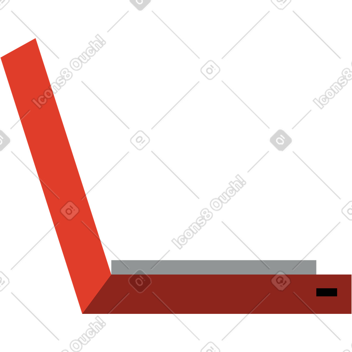 Laptop computer with red cover in side view-Illustration im Burgundy-Stil als Download PNG, SVG