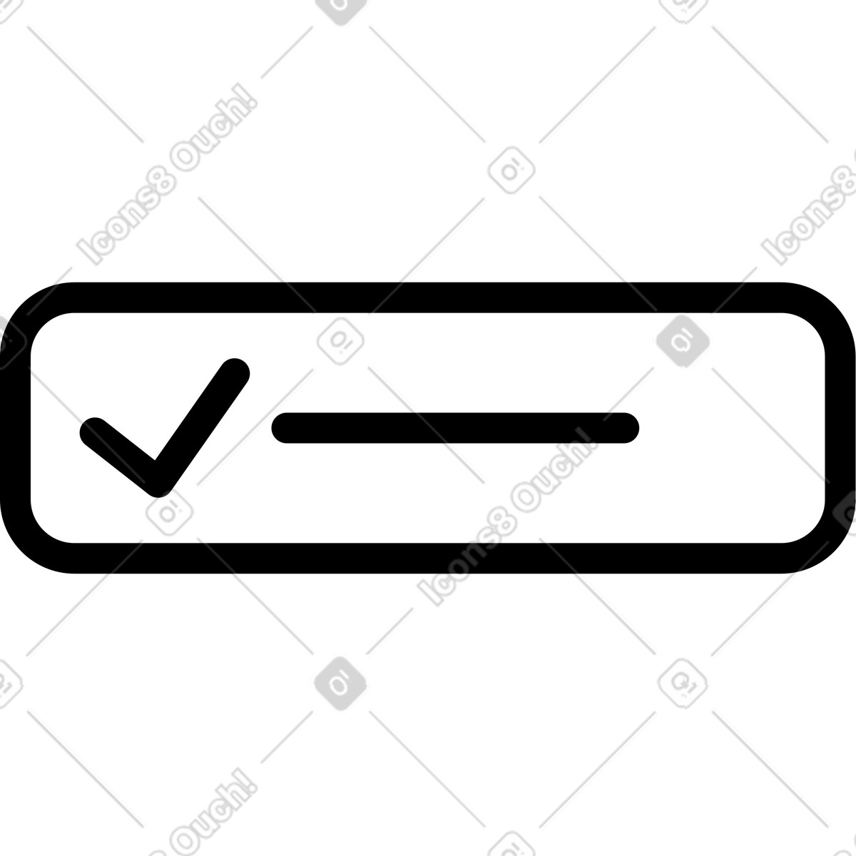 Check mark task completion status bar minimal user interface symbol illustrazione in stile Notion Line Art scarica in PNG, SVG