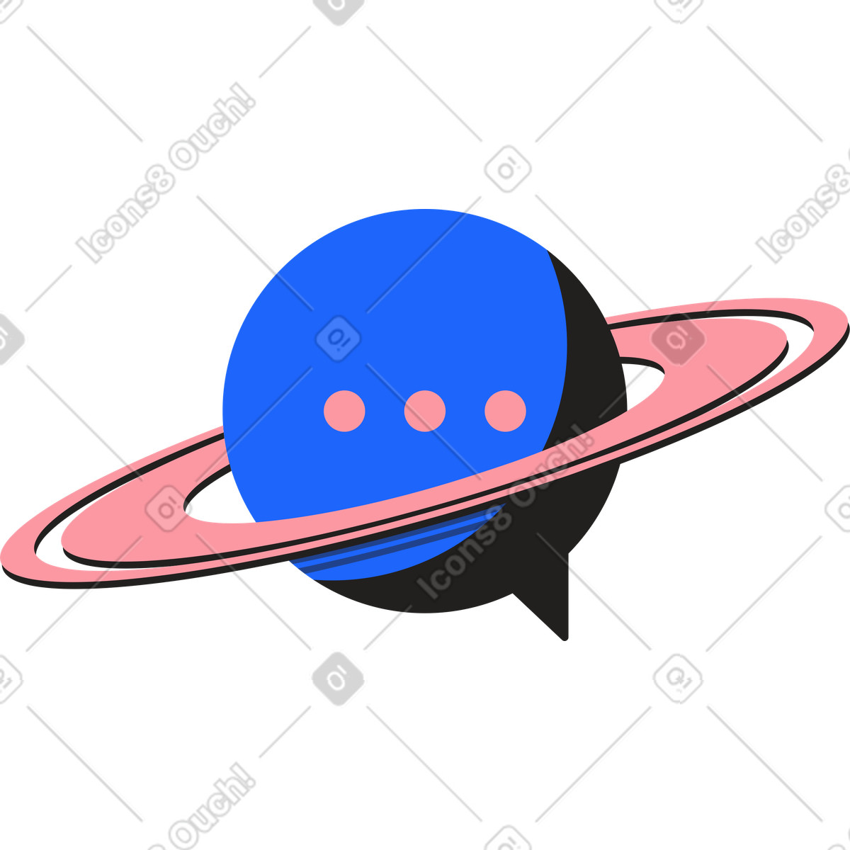 Sprechblase in form des planeten saturn-Illustration im Editorial-Stil als Download PNG, SVG