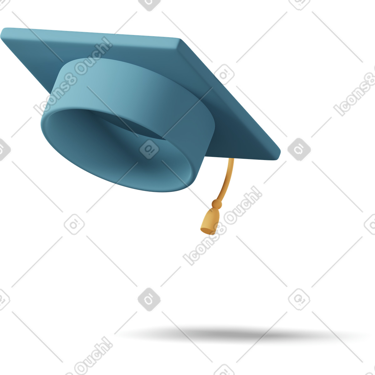 3D Casual life 스타일의 Blue graduation hat in the air 일러스트레이션 PNG, SVG 다운로드