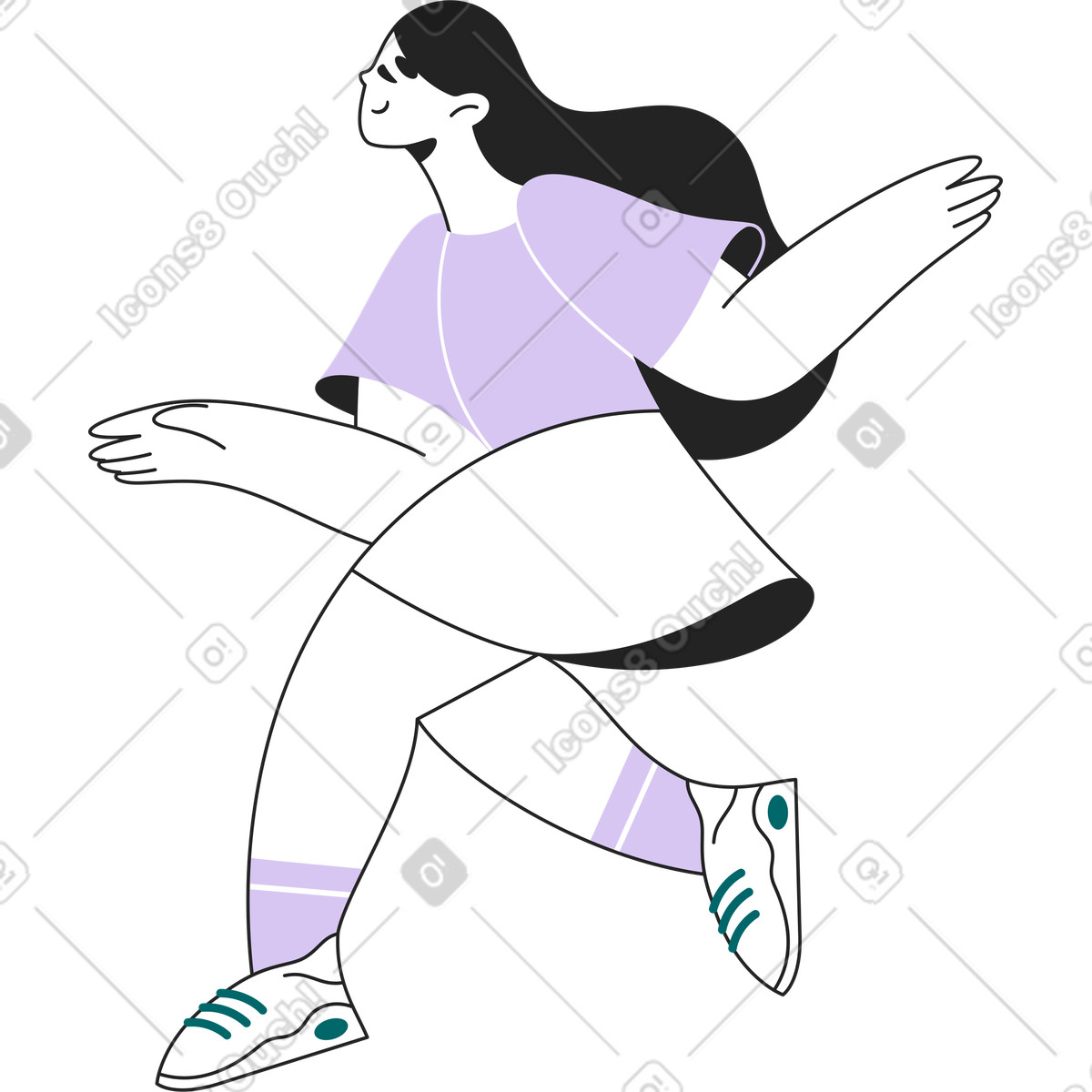 Ragazza danzante illustrazione in stile Sammy Line scarica in PNG, SVG