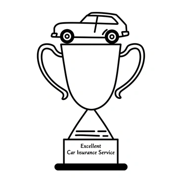 An award trophy for excellent car insurance service with a car figure on top