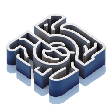A complex labyrinth with intricate pathways forming recursive loops. The maze features high walls with varying textures and colors, giving depth to the structure. Each recursive loop is clearly visible, creating an illusion of infinite pathways. Shadows cast by the walls enhance the three-dimensional aspect of the maze. Bright lighting highlights specific sections of the labyrinth, drawing attention to the complexity of the recursive design.