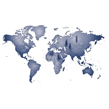 An artistic representation of a world map with vibrant colors and whimsical landmarks.