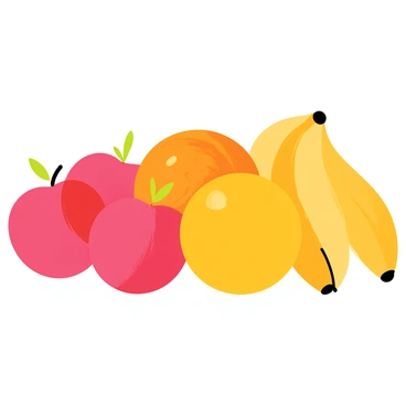 A vibrant vector illustration of assorted fruits like apples, oranges, and bananas.