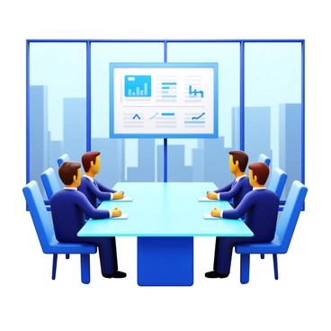 Executives in a sleek boardroom focused on a presentation