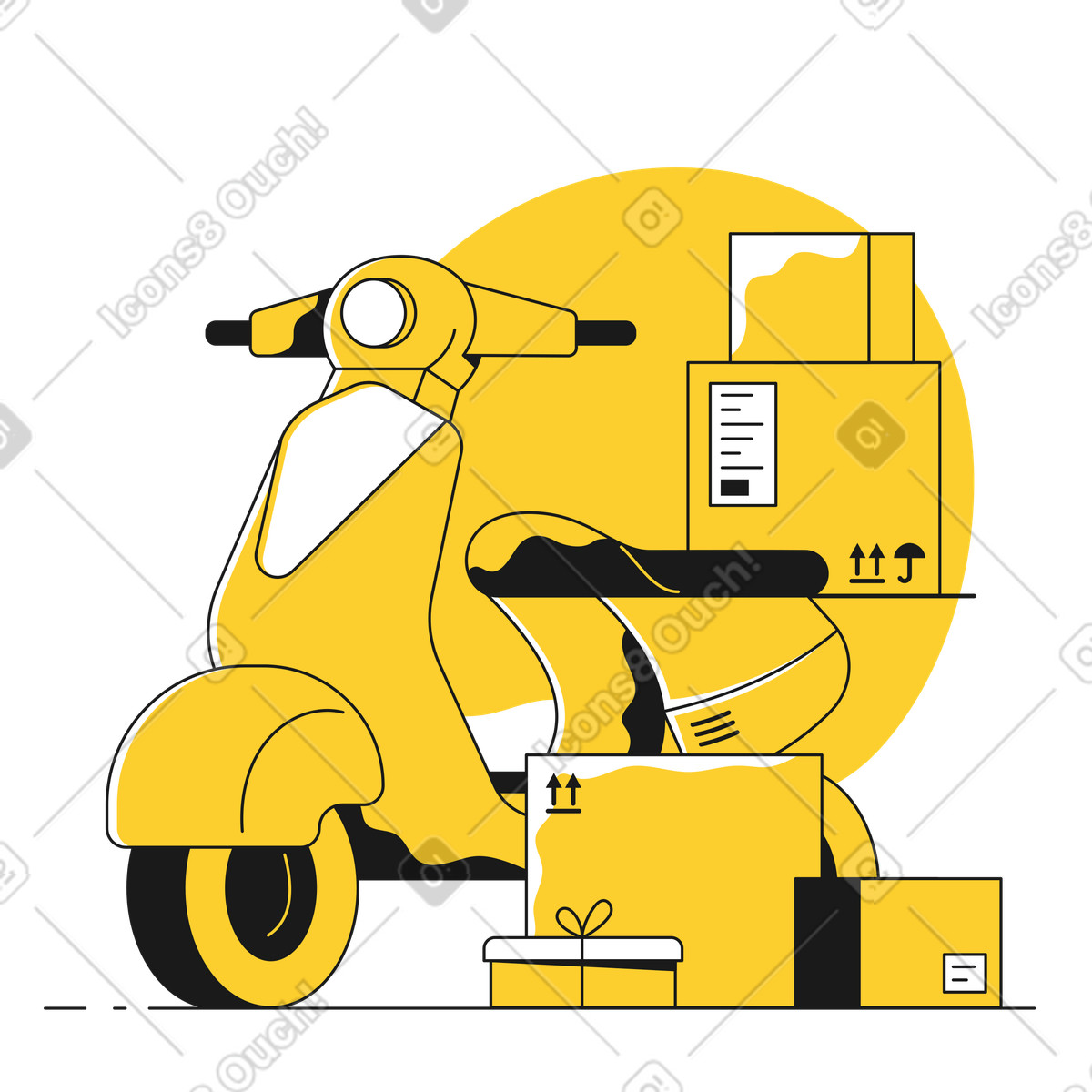 Lieferroller mit kisten animierte Illustration im Taxi-Stil als Download in GIF, Lottie (JSON), AE