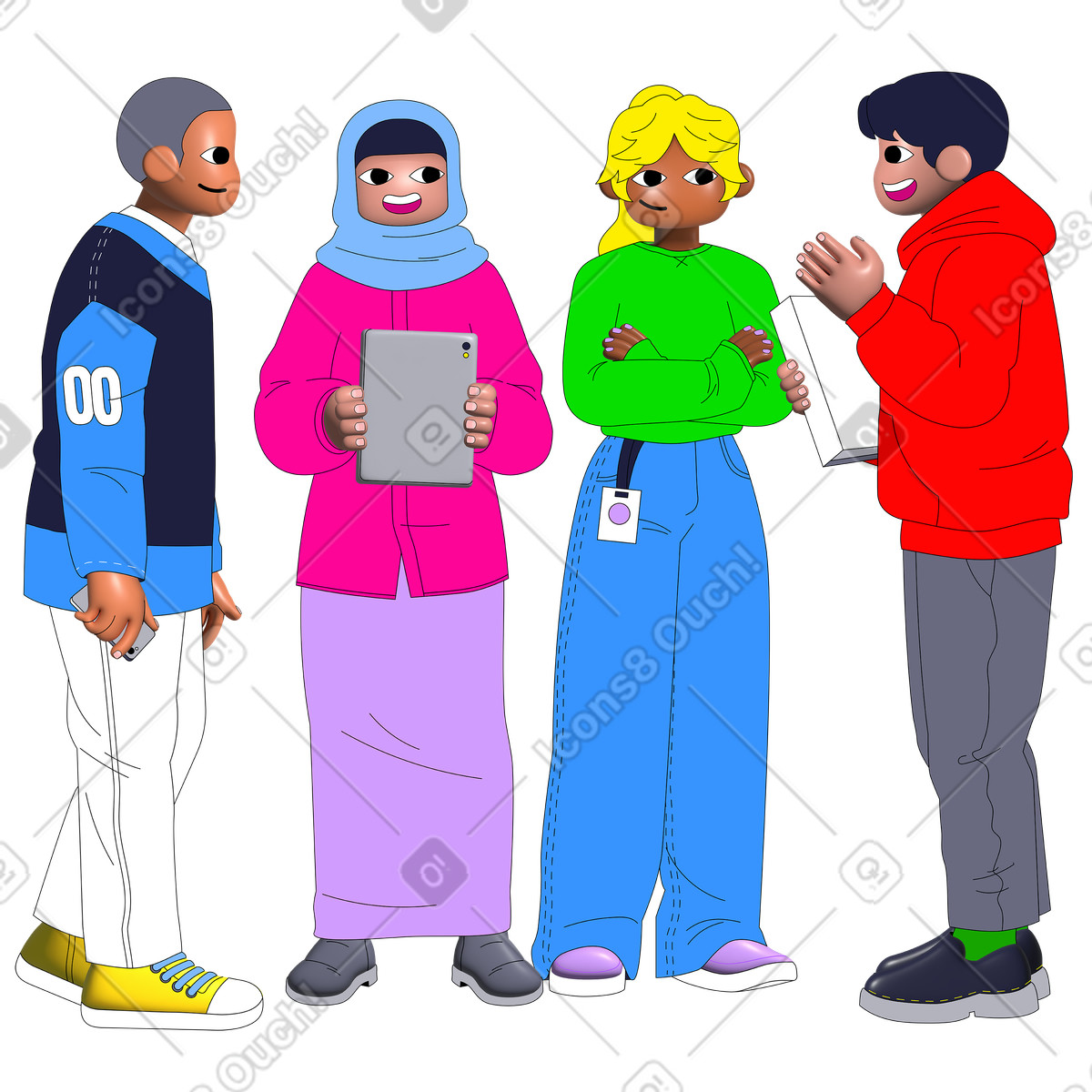 Colleghi che parlano tra loro illustrazione in stile Pop scarica in PNG, SVG