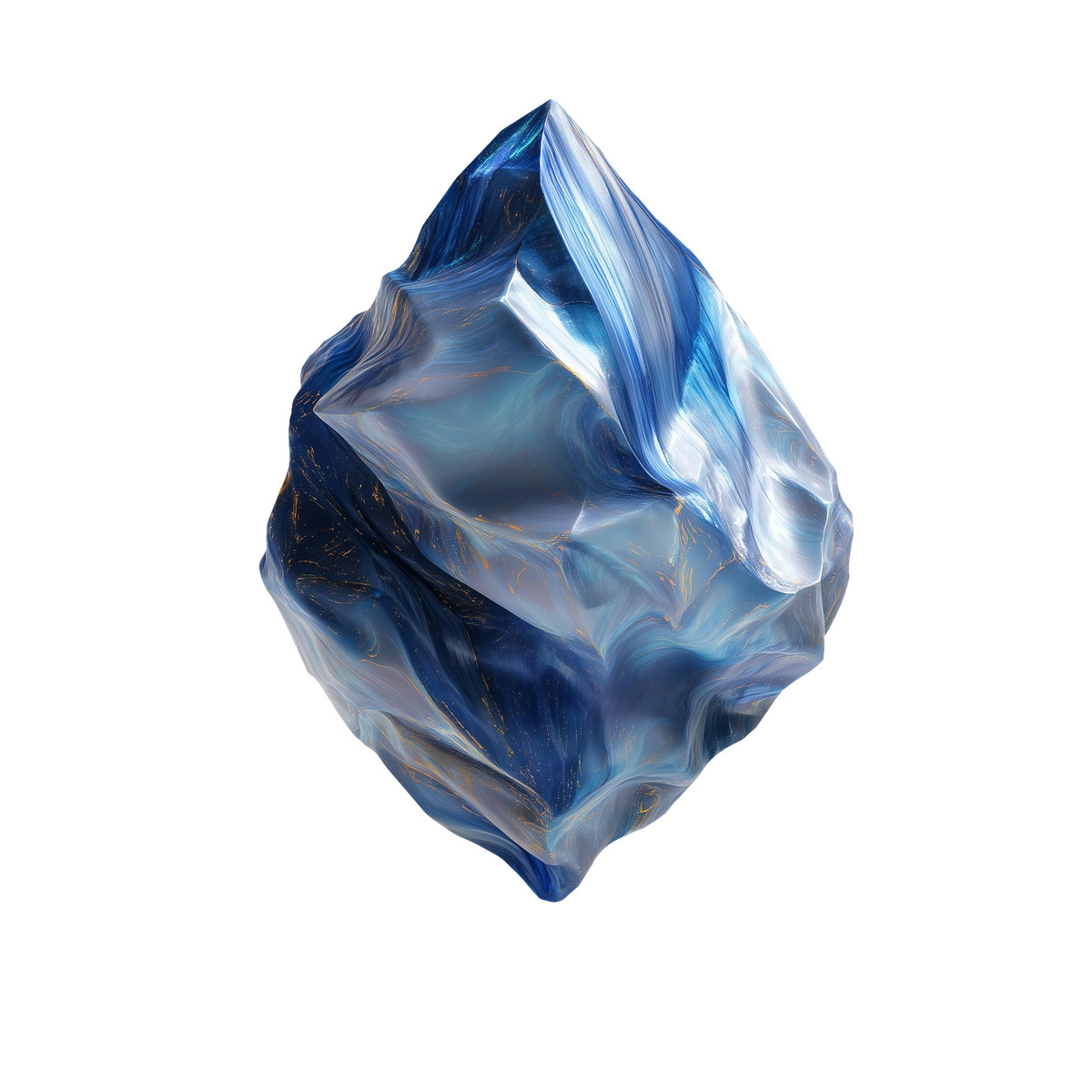 Blue arctic crystal with icy texture, fantasy gem asset illustrazione in stile Biomorphic scarica in PNG, SVG