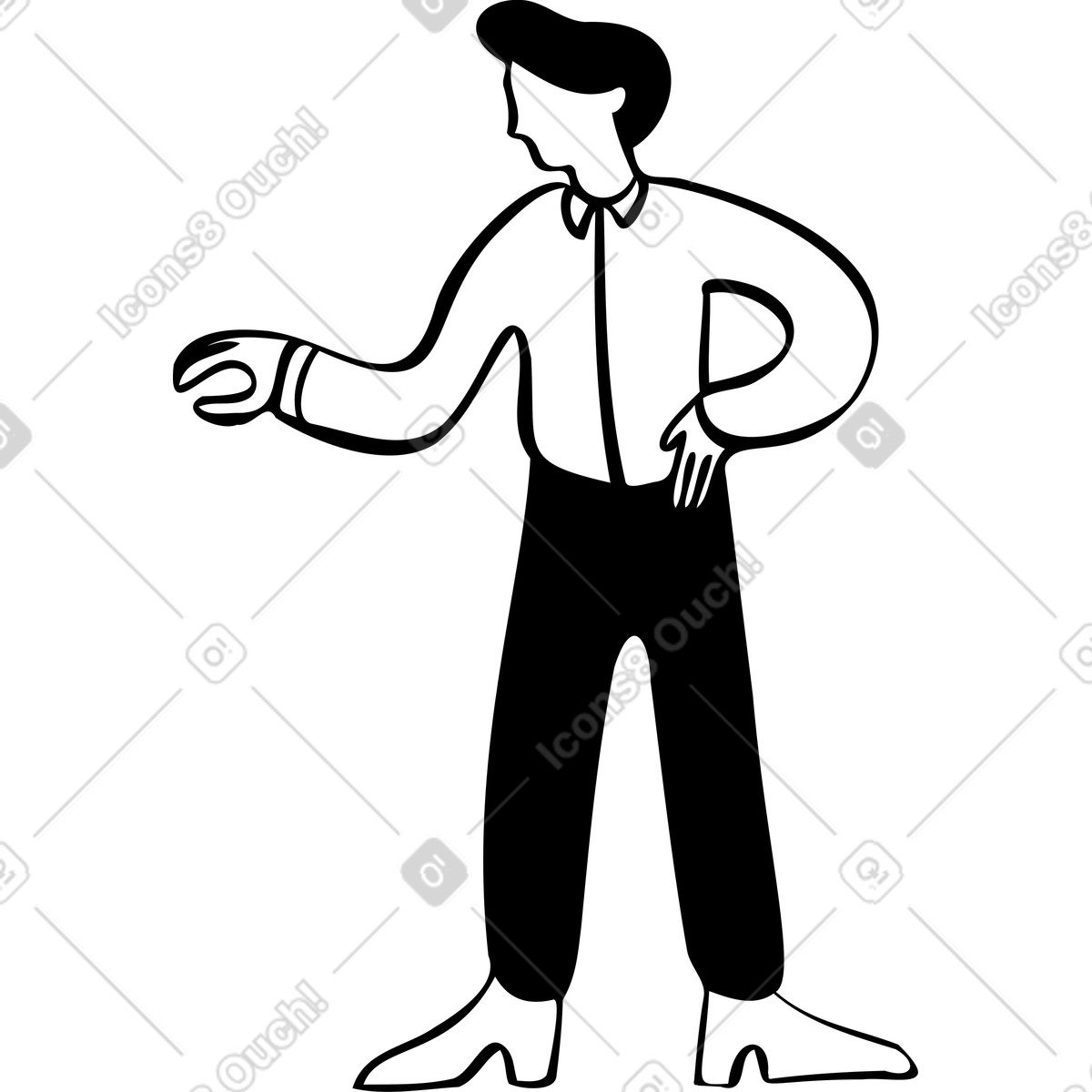 Ilustración Hombre de pie con la mano en cadera estilo Journal a descargar PNG y SVG