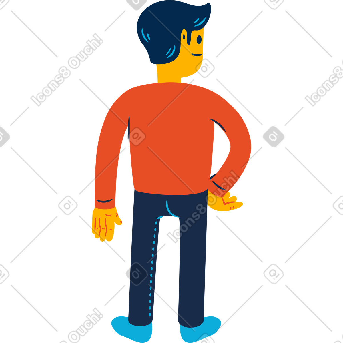 Flame スタイルの Man from behind のイラストをPNG、SVG形式でダウンロード