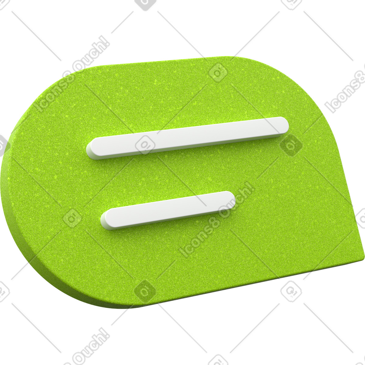 Illustration Icône de bulle dialogue verte, lignes texte blanches dans le style 3D Enterprise à télécharger aux formats PNG, SVG