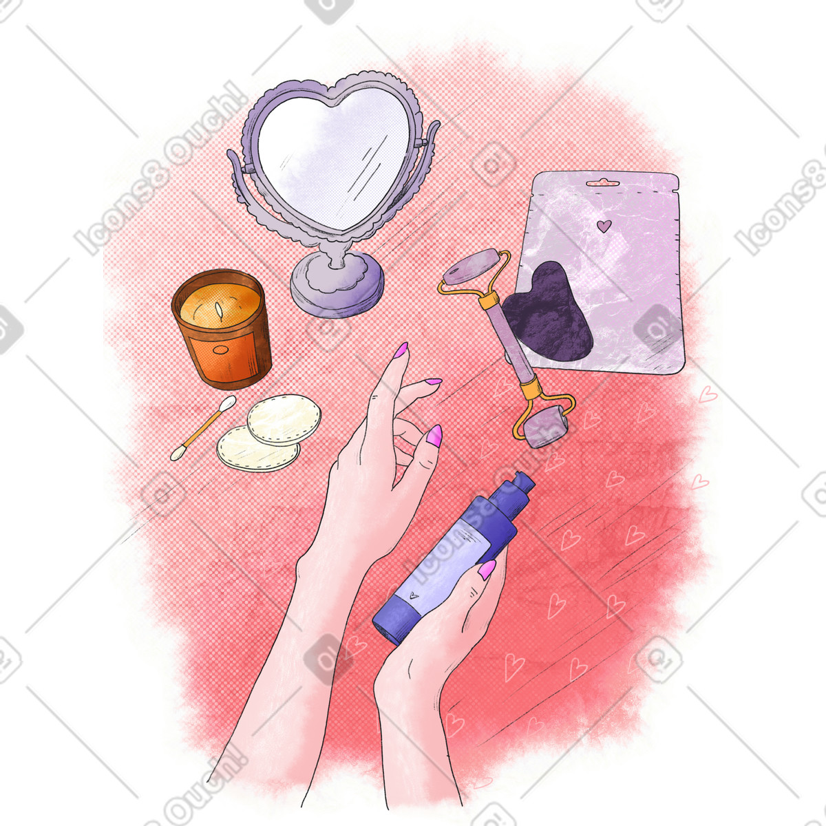 Ilustração de Autocuidado e cuidados com a pele em casa no estilo Moments para baixar PNG, SVG