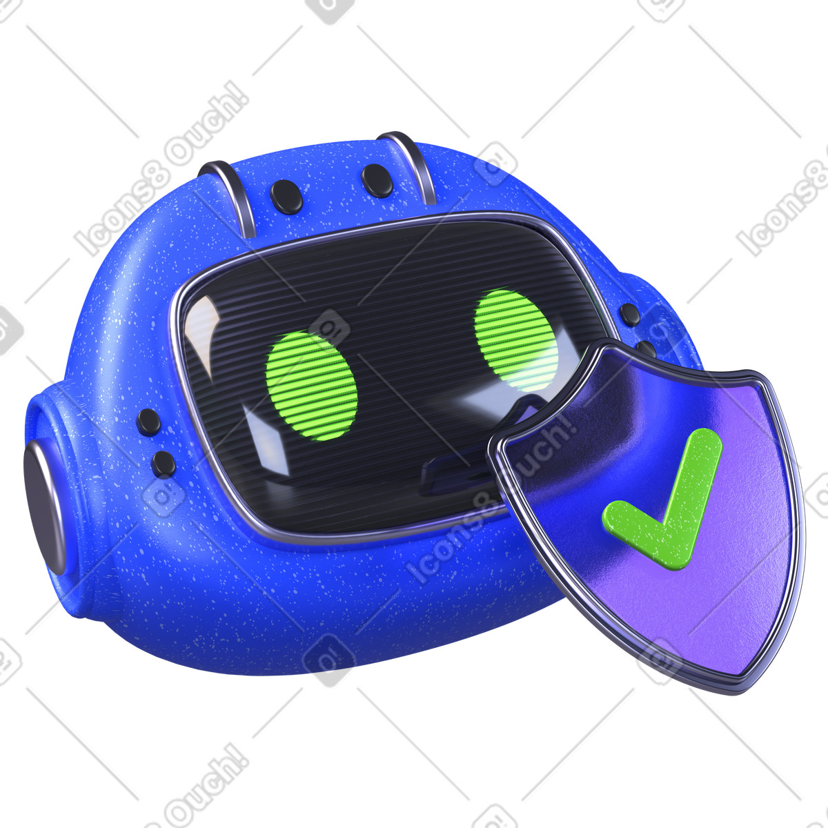 Futuristic AI bot with digital shield, Secure artificial intelligence technology illustration in 3D Boost style download in PNG, SVG