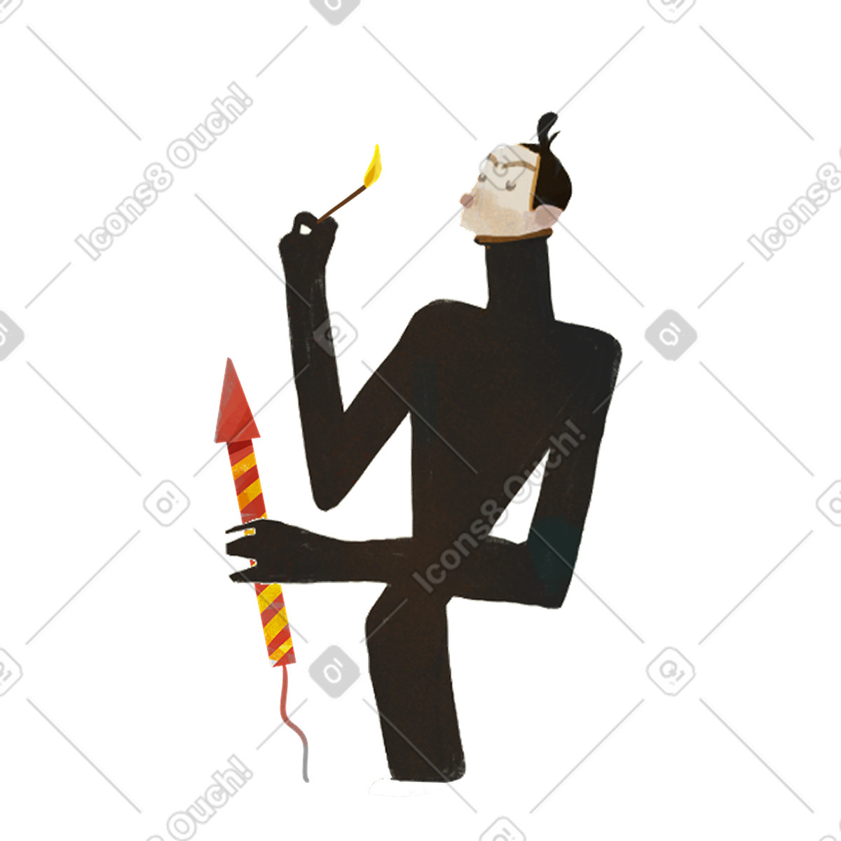 Uomo che lancia fuochi d'artificio illustrazione in stile Fabulous scarica in PNG, SVG