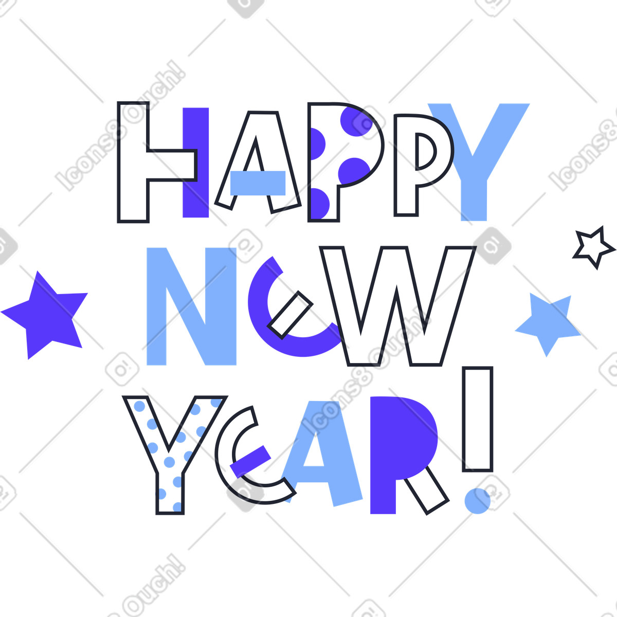 Ilustración Feliz año nuevo en estilo Pablita a descargar en PNG y SVG
