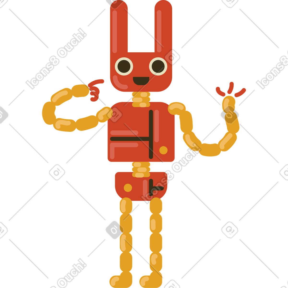 Roboterkaninchen-Illustration im Arabica-Stil als Download in PNG, SVG