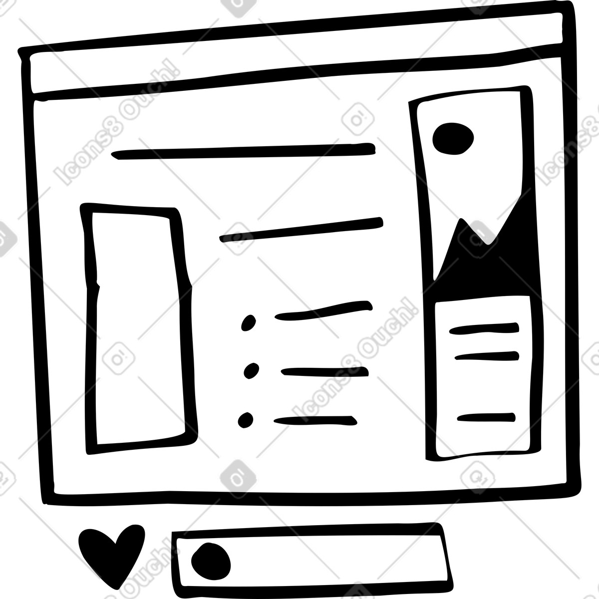 Illustration Fenêtre de site web minimaliste avec article et image dans le style Journal à télécharger aux formats PNG, SVG