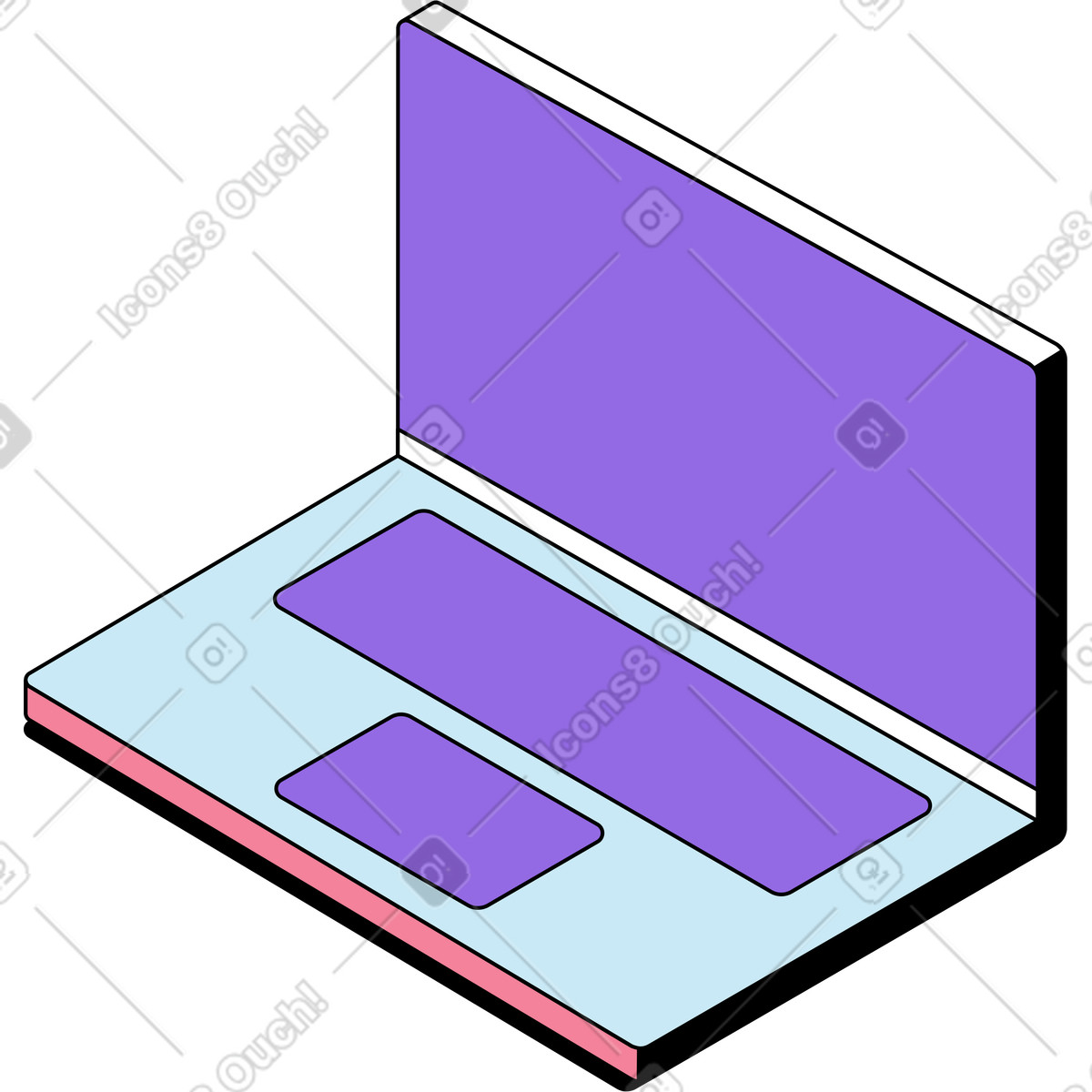 Ilustración Computadora portátil abierta en estilo Project a descargar en PNG y SVG