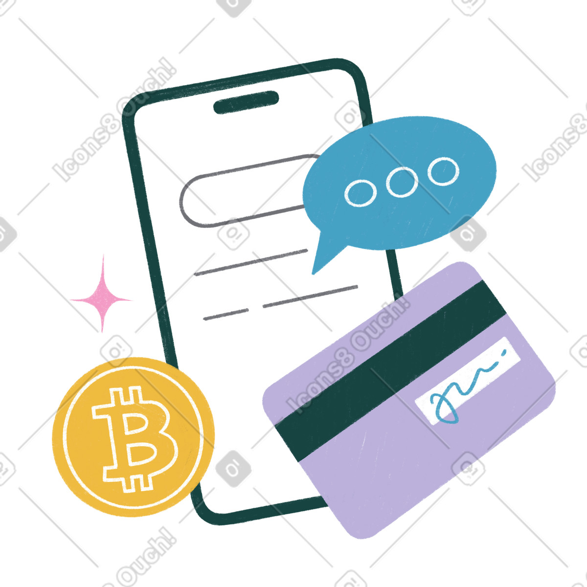 Ilustração de Crypto wallet app em no estilo Tutti para baixar em PNG, SVG