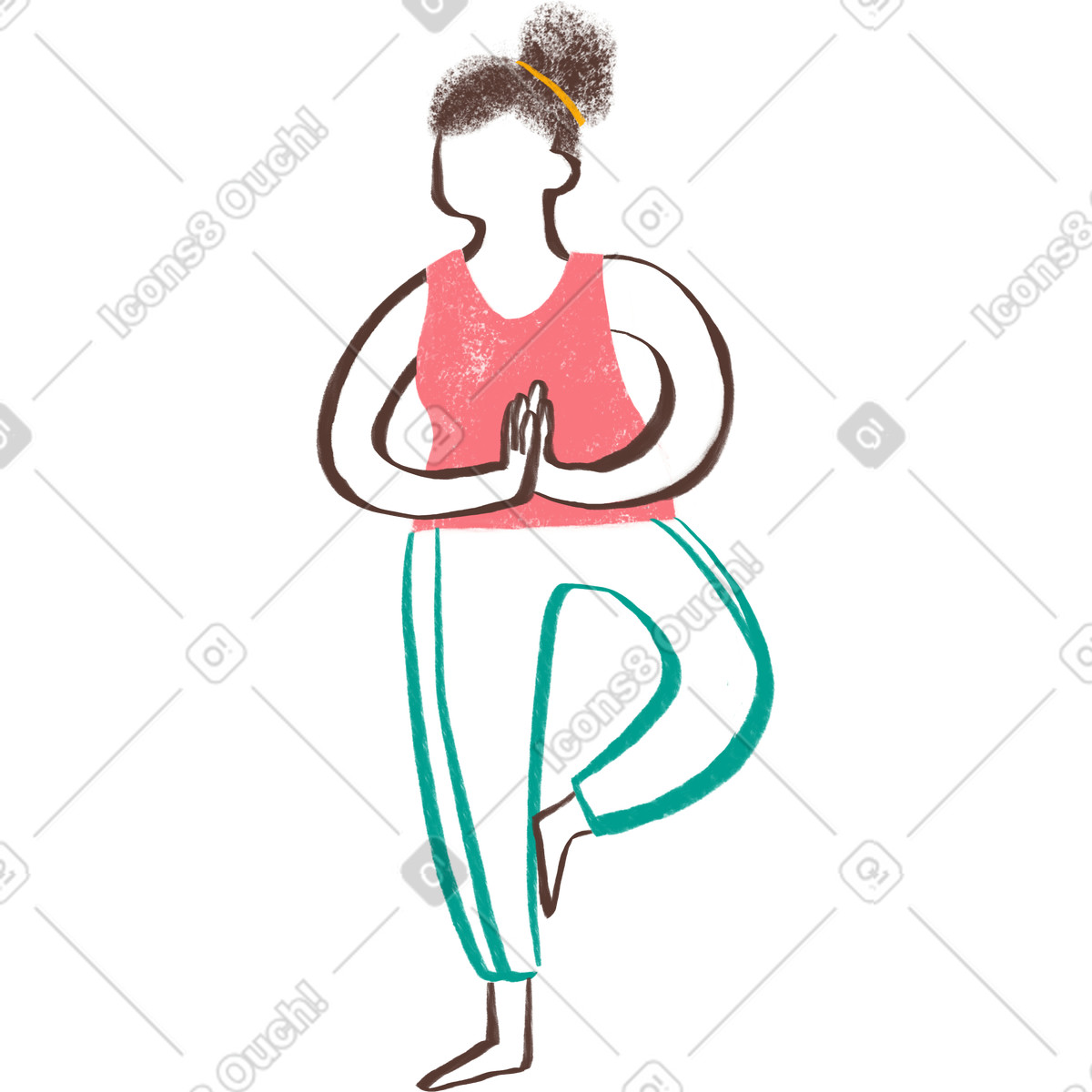Woman standing in a yoga pose illustration Company style download PNG, SVG