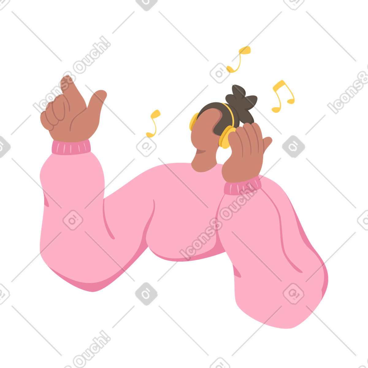 Teenage girl listening to music illustrazione animata in stile Social scaricabile in GIF, Lottie (JSON), AE