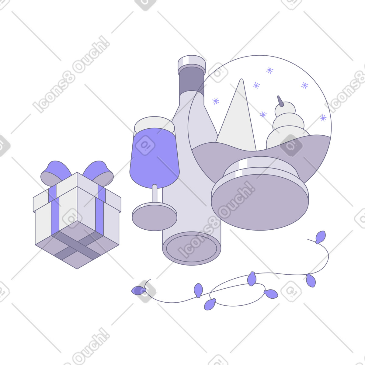 Festive Christmas dinner illustration and snow globe winter clipart file PNG SVG GIF