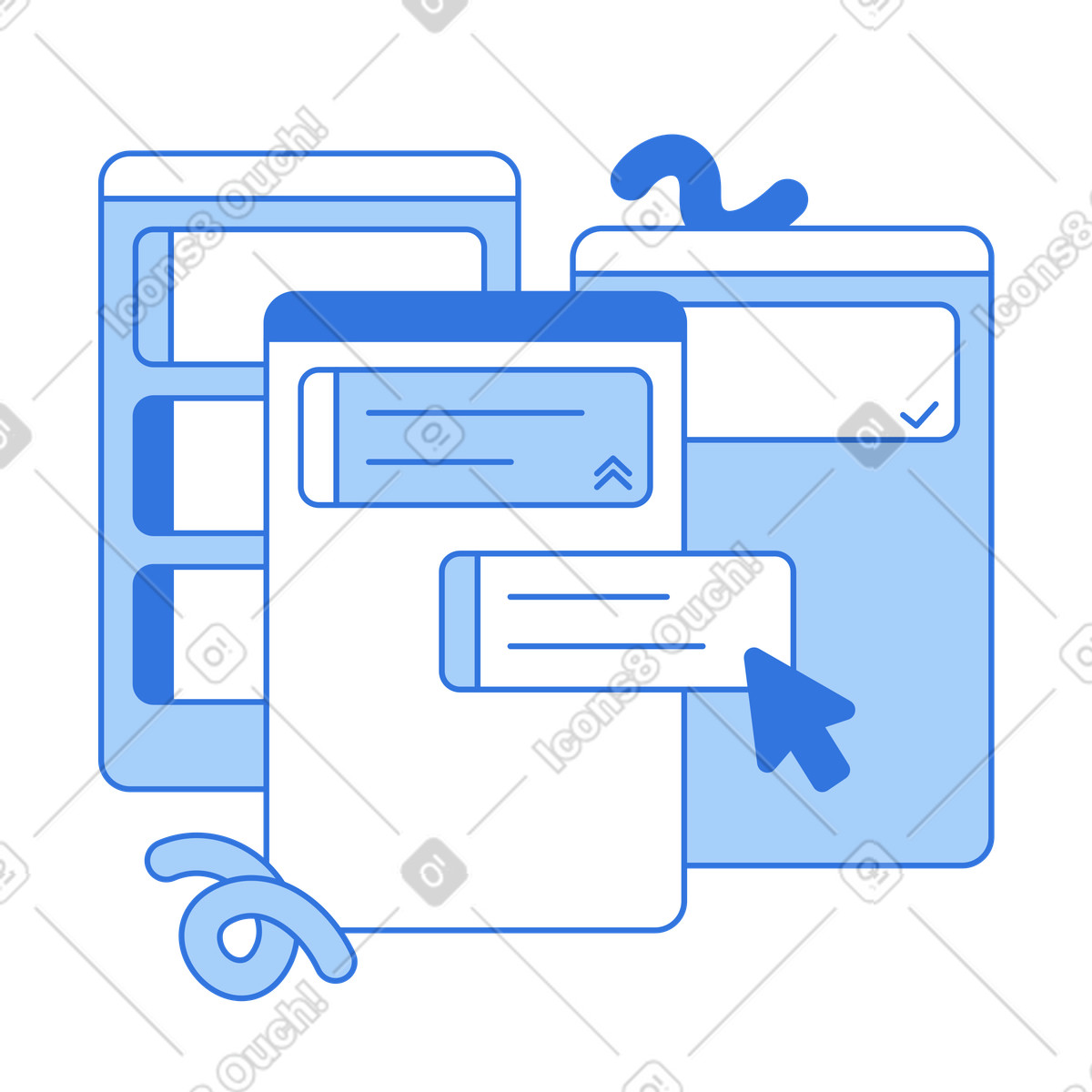 Illustration Planification des tâches à l'aide d'un tableau kanban dans le style Sky télécharger aux formats PNG, SVG