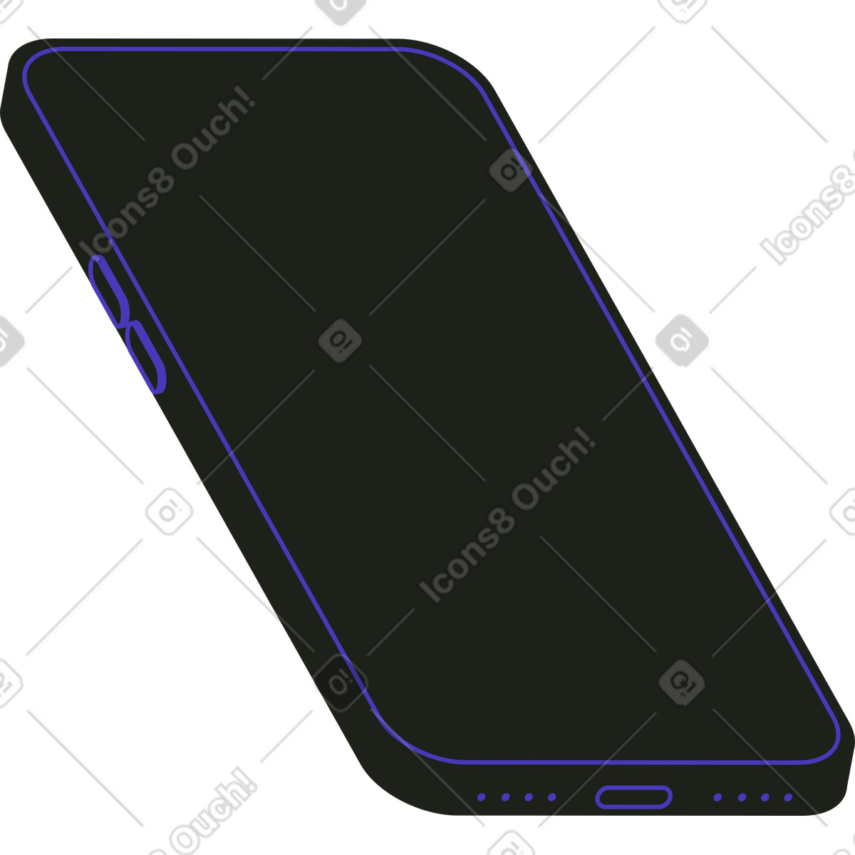 Blueberry スタイルの 巨大な傾いたスマートフォン のイラストをPNG、SVG形式でダウンロード