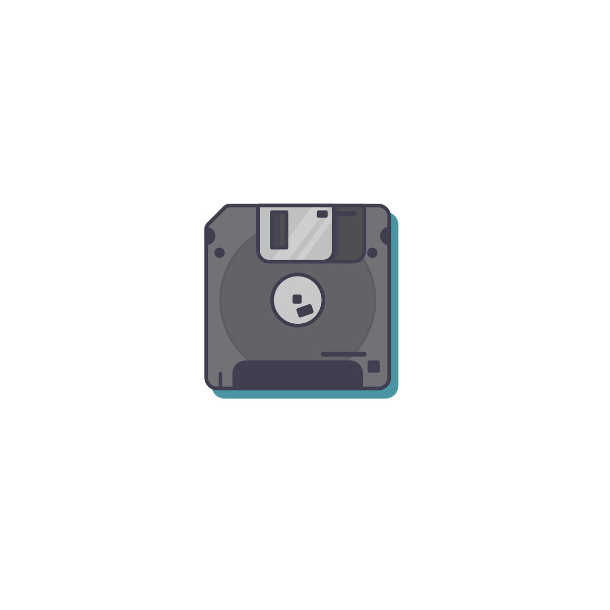 Floppy disk or save icon, data storage retro technology illustration in Gummy style download in PNG, SVG