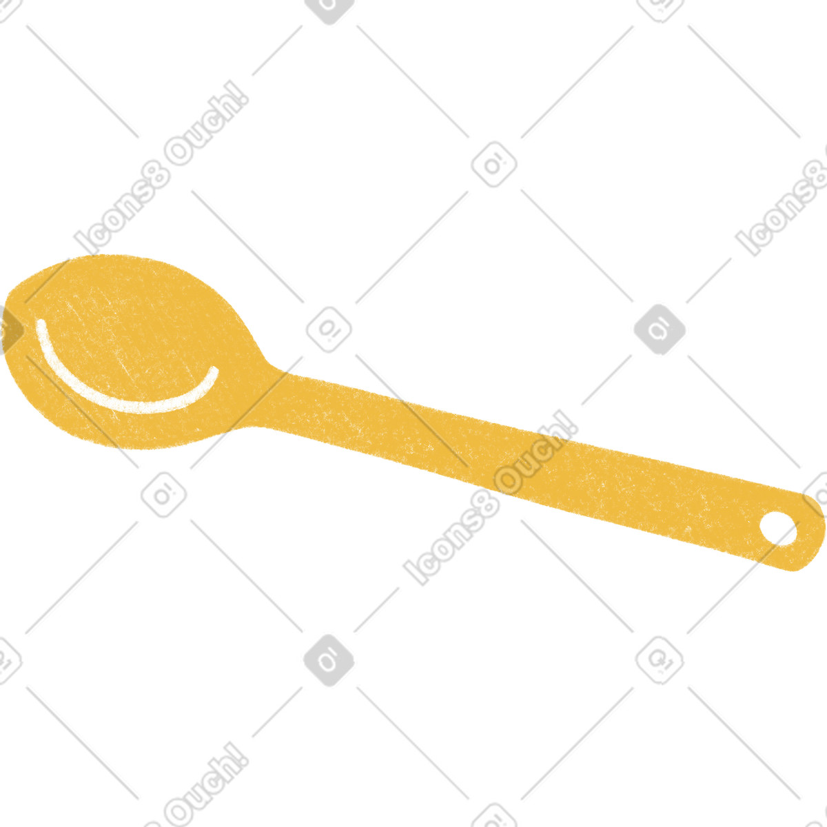 Yellow spoon illustration in Tutti style download in PNG, SVG