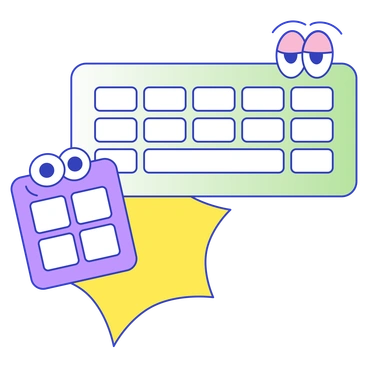 A colorful keyboard and a playful tablet - Eyeful style illustration