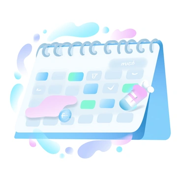 A colorful calendar is displayed prominently, featuring various vibrant shades in its layout. Each date is clearly marked, with a specific colon symbol indicating important health dates. The calendar is filled with various icons representing health-related events, such as a stethoscope, a heart, and a pill bottle. The background of the calendar is a gradient of pastel colors, enhancing its visual appeal.