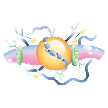 A detailed illustration of cell junctions is at the center of the image. Several cell membranes are depicted, each with a distinct color, showing how they are closely aligned. Anchoring proteins are visible as elongated structures connecting adjacent cell membranes, portrayed in a contrasting color to highlight their role. The cell junctions exhibit a network-like appearance, with numerous proteins extending between the cells. The overall composition emphasizes the interaction between the cell membranes and the anchoring proteins, showcasing the complexity and organization of cellular structures.
