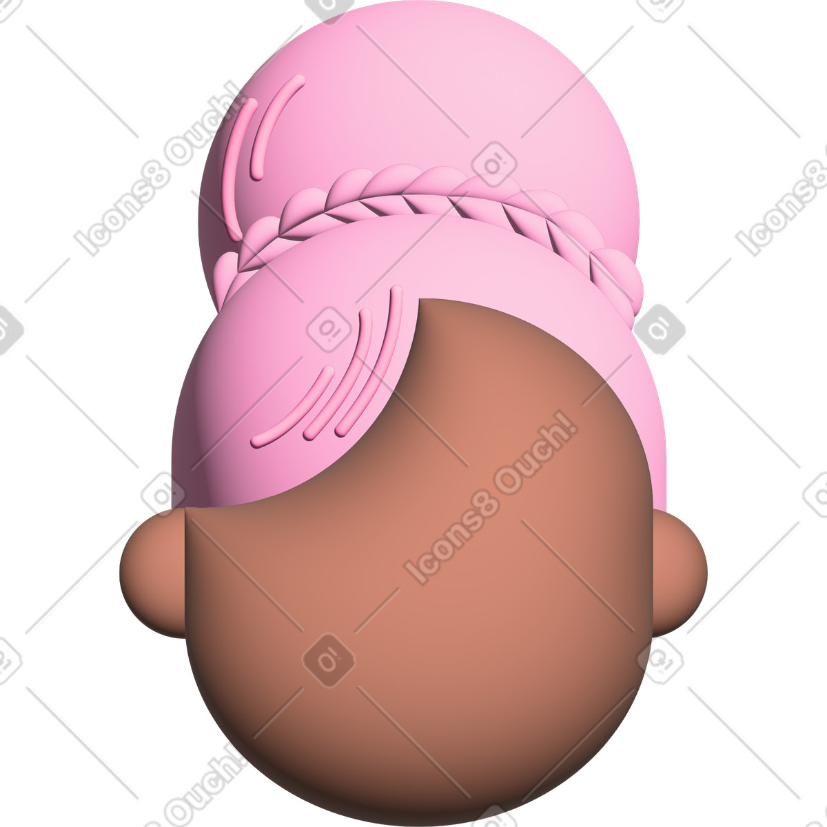 Head with a pink bun on her illustration in Cartoony style download in PNG, SVG