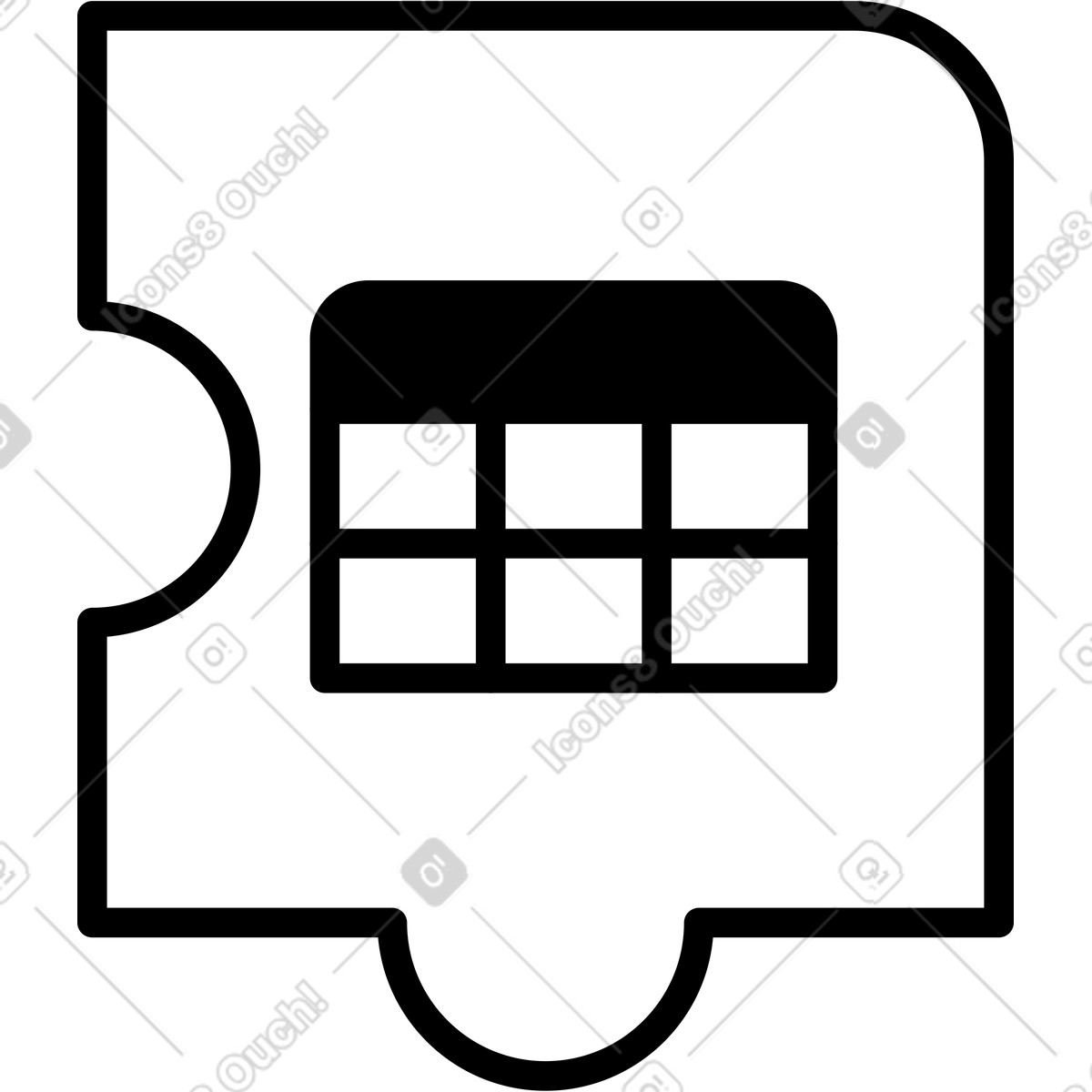 下载 Notion Line Art 风格的 Calendar puzzle piece icon for scheduling tasks and project planning 插画，支持 PNG、SVG 格式