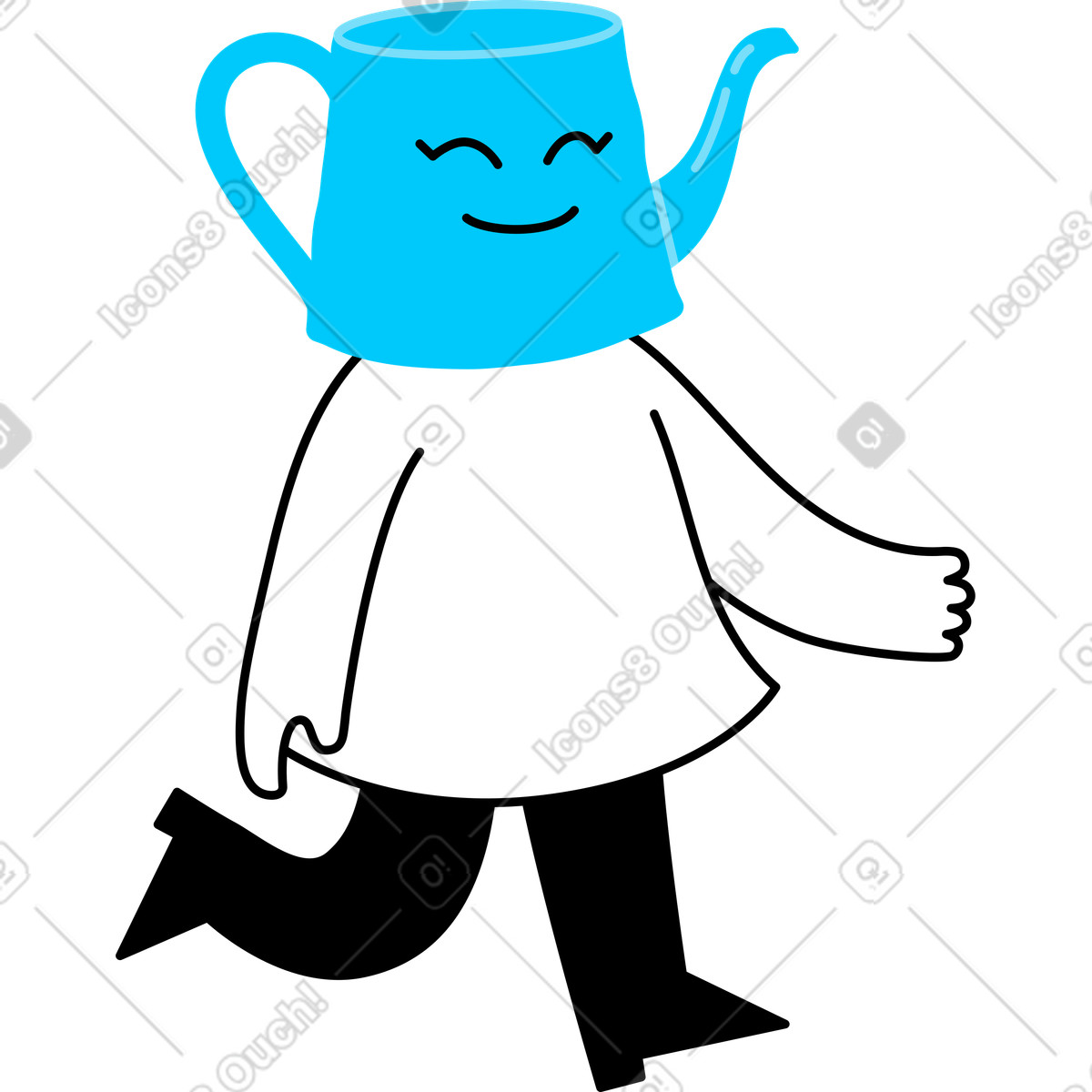 Figur mit gießkannenkopf-Illustration im Giggle-Stil als Download in PNG, SVG