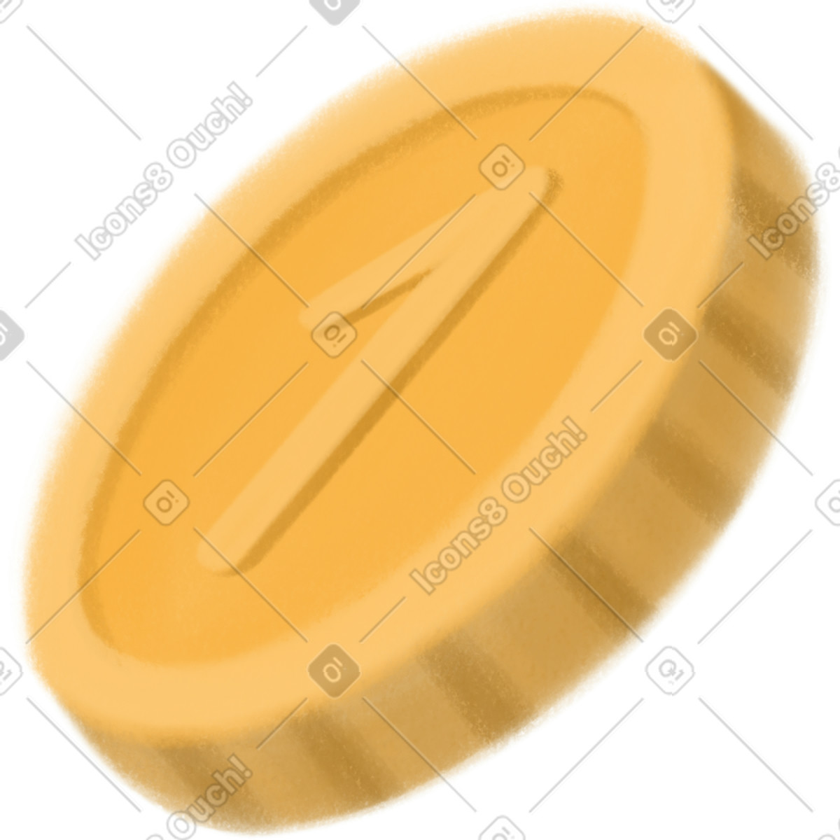 下载 Mushy 风格的 Gold coin with number 1 embossed on surface 插画，支持 PNG、SVG 格式