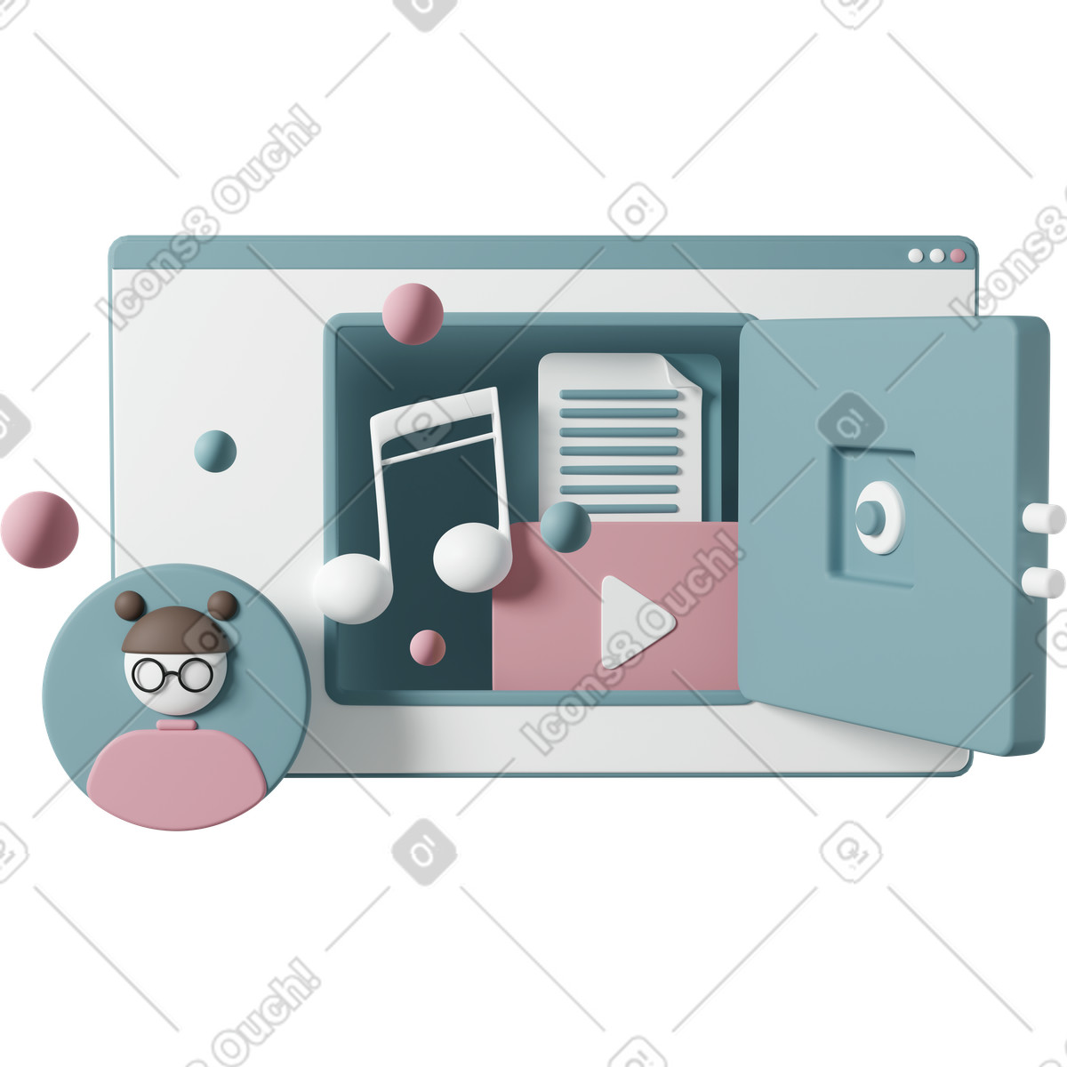 Ilustração de Monitor safe em no estilo 3D Casual life para baixar em PNG, SVG