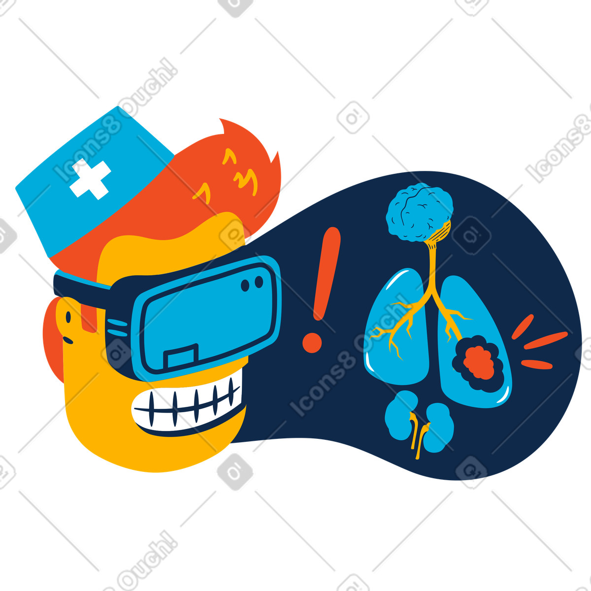 Ilustração de Exame médico vr em no estilo Flame para baixar em PNG, SVG