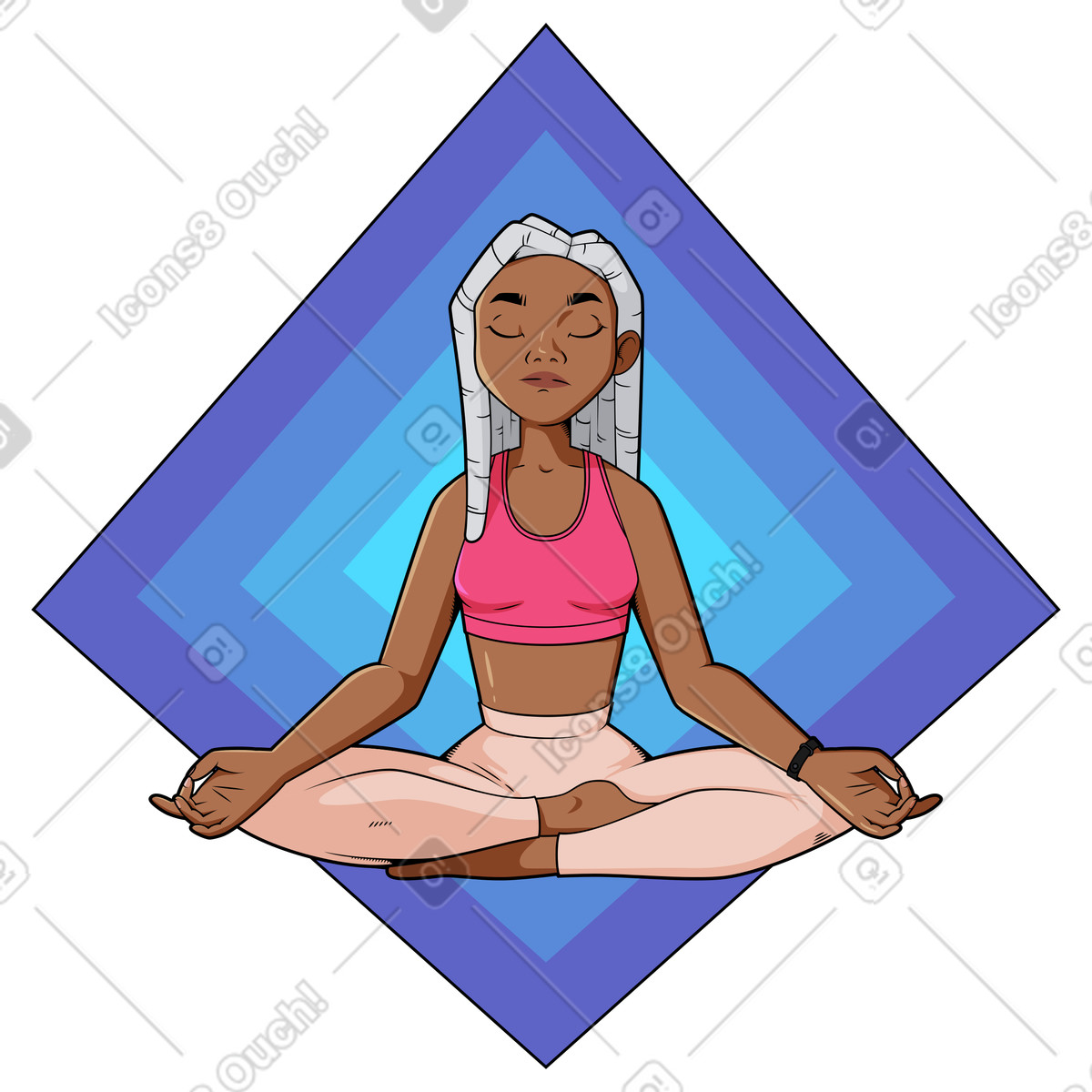 Frau meditiert im lotussitz-Illustration Experimental-Stil als Download in PNG, SVG