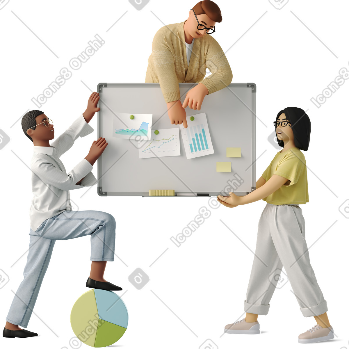 Persone che lavorano con i grafici illustrazione in stile 3D Business scarica in PNG, SVG